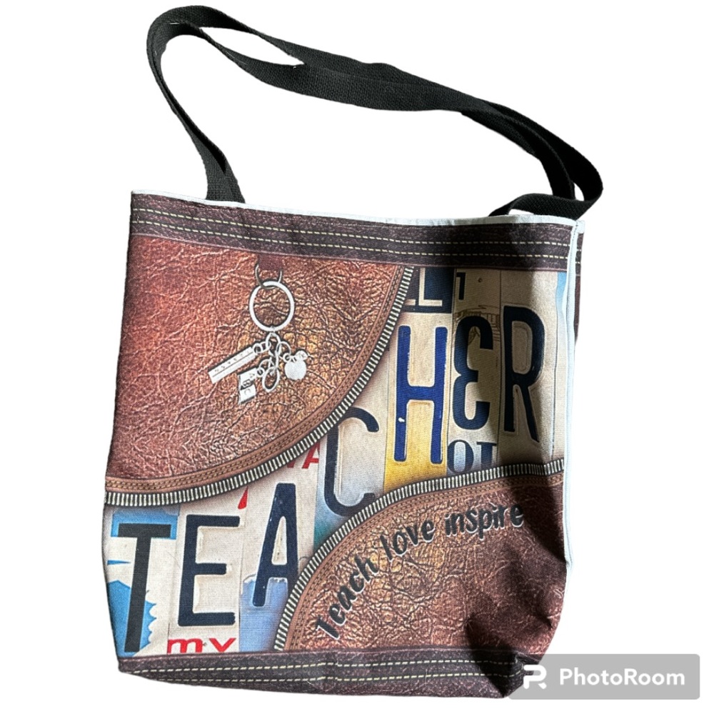Teacher Tote Bag with License Plate sign (EUC)